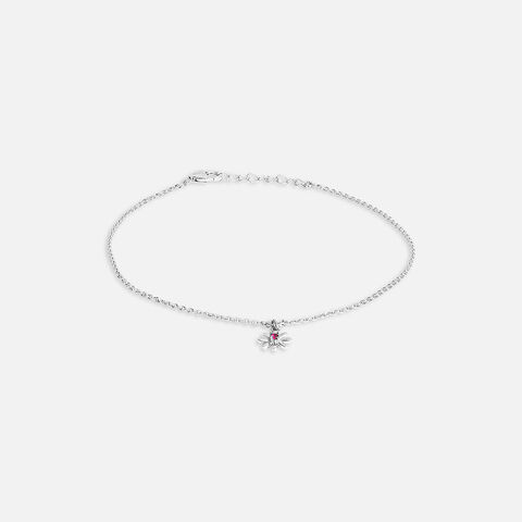 Petite Daisy Single Silver Anklet