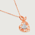 Dazzling Heart 14KT Rose & White Gold Diamond Pendant with Chain,,hi-res view 4
