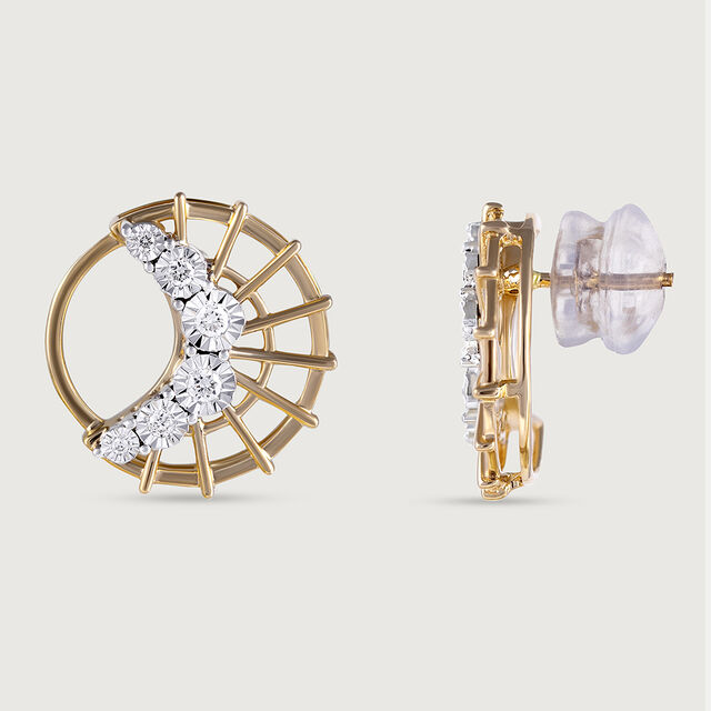 Basketry Glam Gold and Diamond Stud Earrings,,hi-res image number null