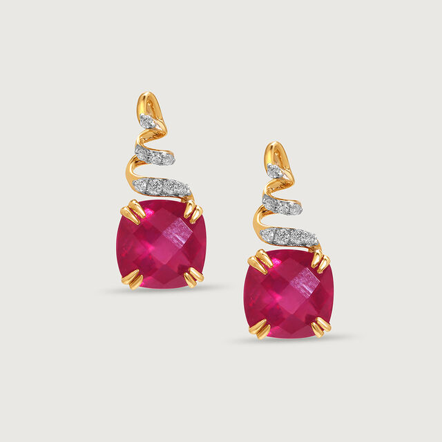 Classically Chic 14KT Ruby & Diamond  Stud Earrings,,hi-res view 3