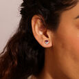 Radiant Heart Pink Garnet & Diamond Stud Earrings,,hi-res view 2