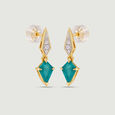 Bold Faceted Green Onyx Drop Earrings,,hi-res view 3