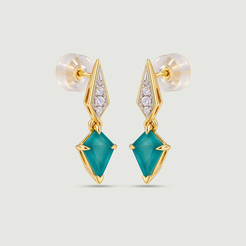 Bold Faceted Green Onyx Drop Earrings