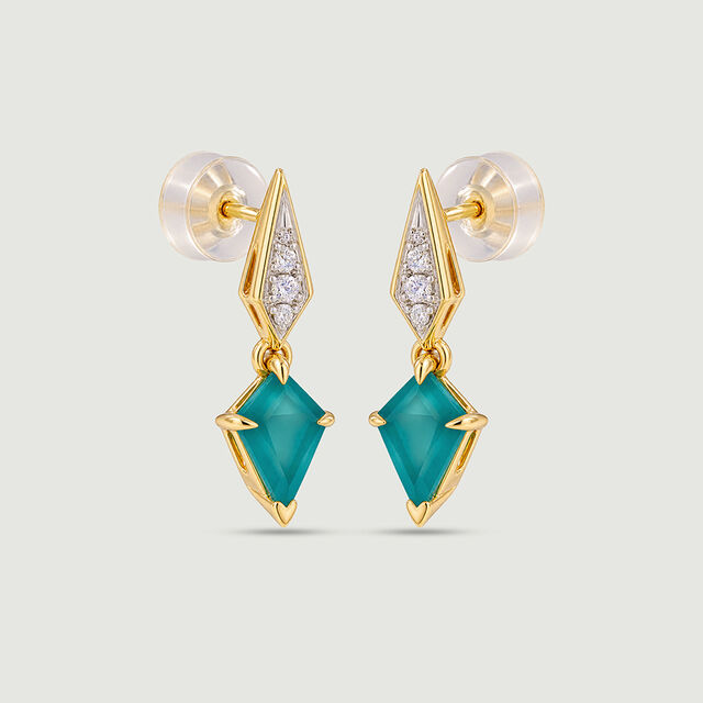 Bold Faceted Green Onyx Drop Earrings,,hi-res image number null
