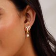 Elegant Line Diamond Hoop Earrings,,hi-res view 2