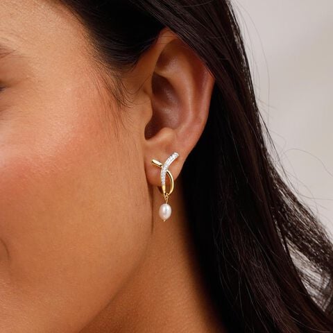 Elegant Line Diamond Hoop Earrings
