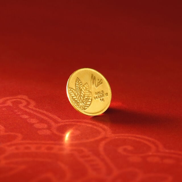 1 gm 24 Karat Mango Leaf Gold Coin (9999 Purity),,hi-res image number null