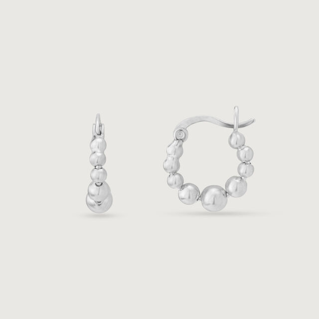Beaded Radiance Silver Hoop Earrings,,hi-res image number null