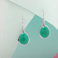 Verdant Glow Silver Hoop Earrings,,hi-res view 1