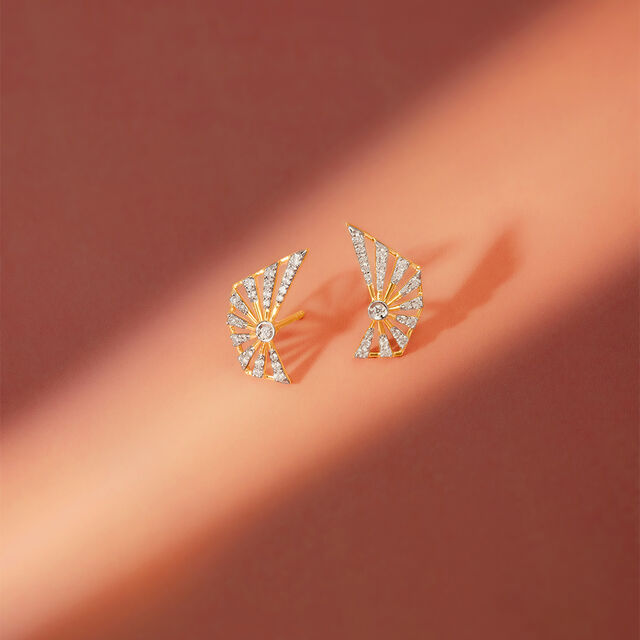 Solar Slice Diamond Stud Earrings,,hi-res image number null