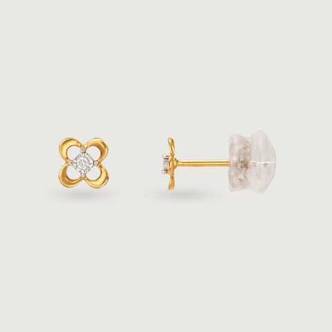 Floral Glow 14 Kt Gold and Diamond Stud Earrings