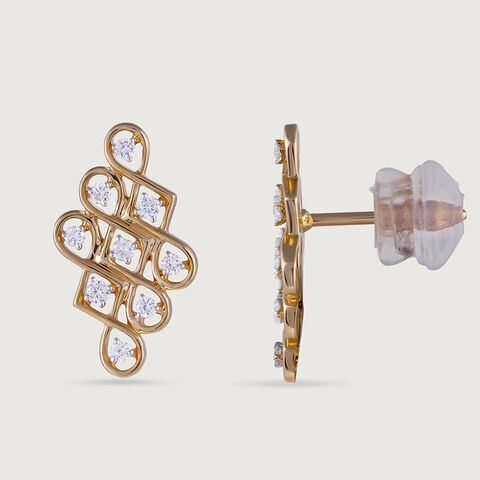 Kollam Wander Gold and Diamond Stud Earrings