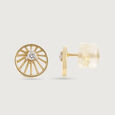 Glowing Sunburst Gold & Diamond Stud Earrings,,hi-res view 4