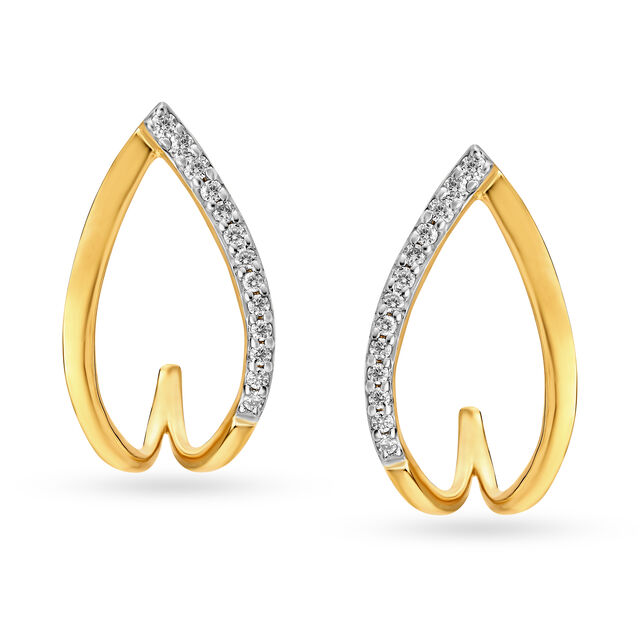 14KT Yellow Gold Diamond Hoop Earrings,,hi-res view 1