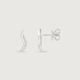 Curved Glow Silver Stud Earrings,,hi-res view 4