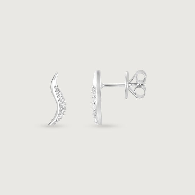 Curved Glow Silver Stud Earrings,,hi-res image number null