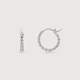 Sculpted Gleam Silver Hoop Earrings,,hi-res view 4