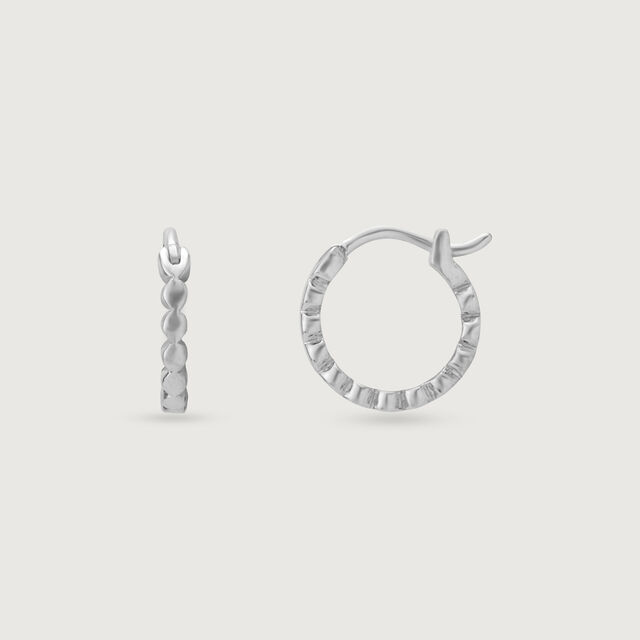 Sculpted Gleam Silver Hoop Earrings,,hi-res image number null