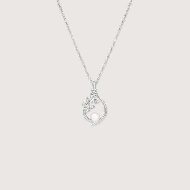 Elegant Leaf Drop Silver Necklace,,hi-res image number null