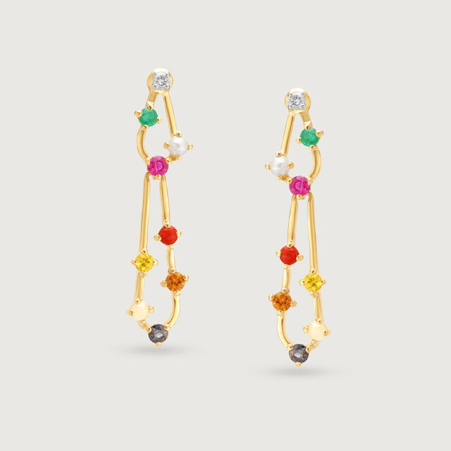 Contemporary Gemstone Cascade 14KT Drop Earrings,,hi-res image number null