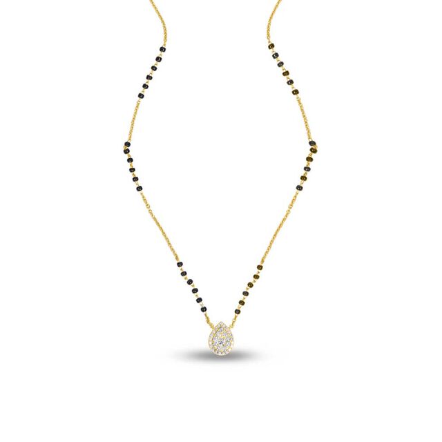 14KT Yellow Gold Drop Pendant with Diamond Mangalsutra,,hi-res view 5