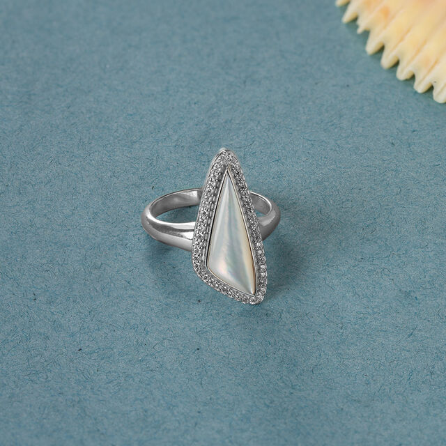 Mother of Pearl Abstract Silver Ring,,hi-res image number null