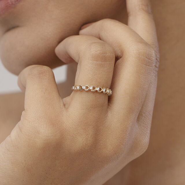 Shimmering Loop Gold & Diamond Ring,,hi-res image number null