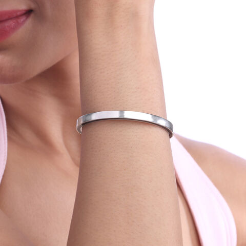 Edgy Noir Silver Bangle