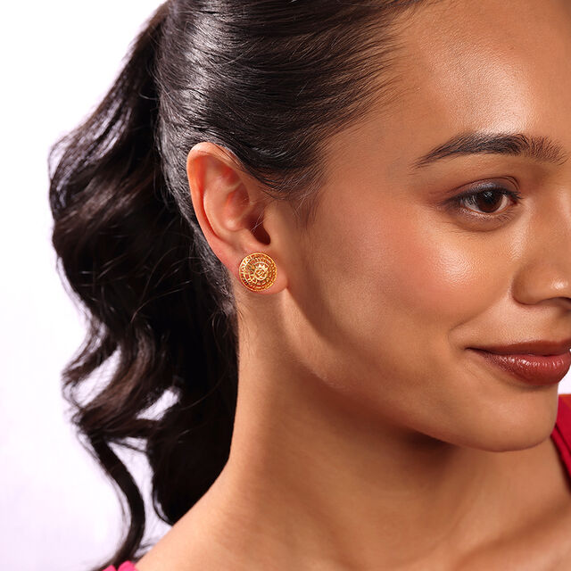 Artisanal Odyssey 22KT Gold Stud Earrings,,hi-res image number null