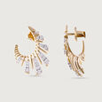Laser Glam Gold & Diamond Stud Earrings,,hi-res view 4