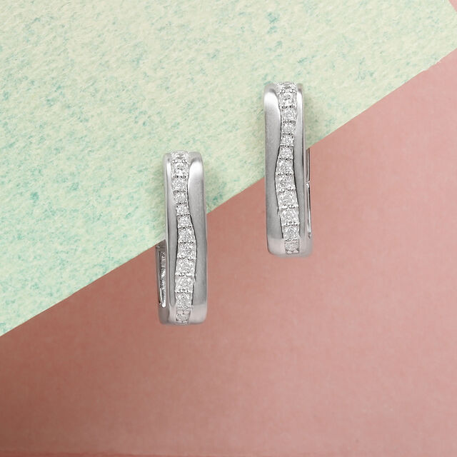 Sinuous Chic Silver Hoop Earrings,,hi-res image number null