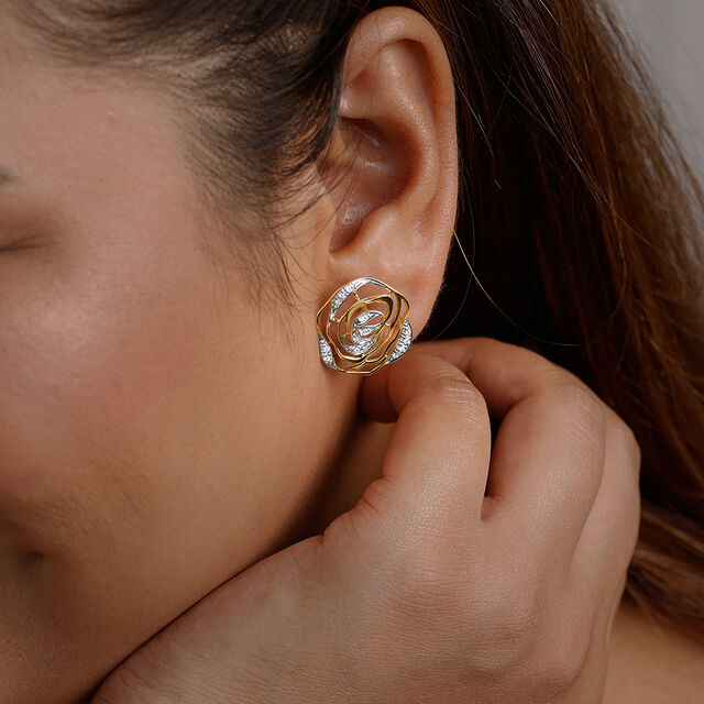 Elegant Swirl Diamond Stud Earrings,,hi-res image number null