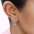 18 KT Yellow Gold Geometric Sparkle Diamond Drop Earrings,,hi-res view 3