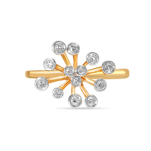 14KT Yellow Gold Sparkling Petals Diamond Finger Ring,,hi-res image number null