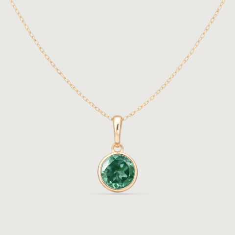 Sleek Contemporary Emerald Gold Pendant