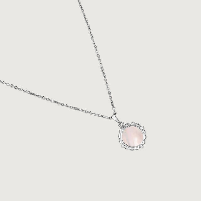 Mother of Pearl Moonlit Silver Necklace,,hi-res image number null