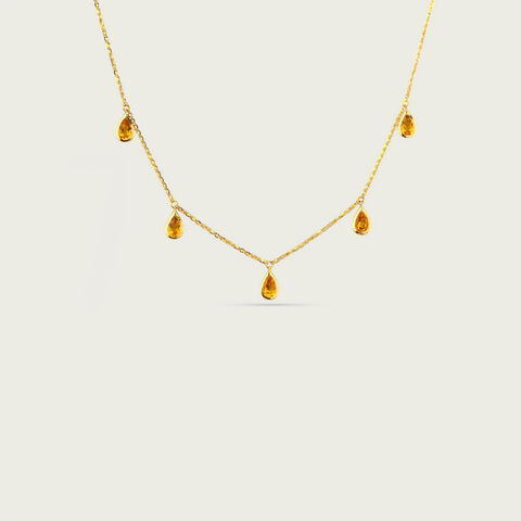 Warm Radiant Dark Citrine Gold Necklace