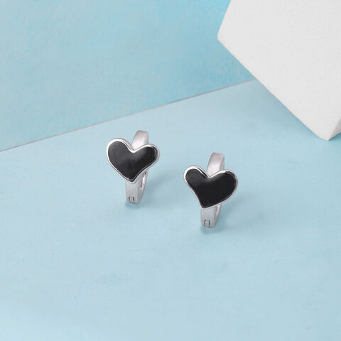 Chic Heart Silver Hoop Earrings