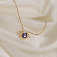 14KT Yellow Gold Geometric Evil Eye Necklace,,hi-res view 1