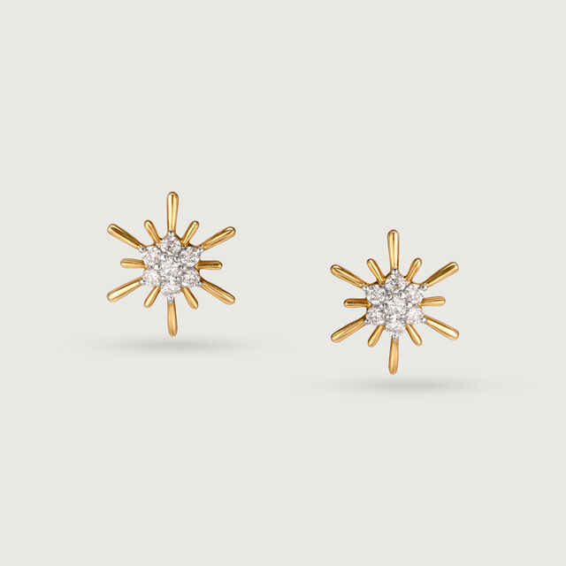 Diamond Gilded Galaxy 14KT Yellow Gold Stud Earrings,,hi-res image number null