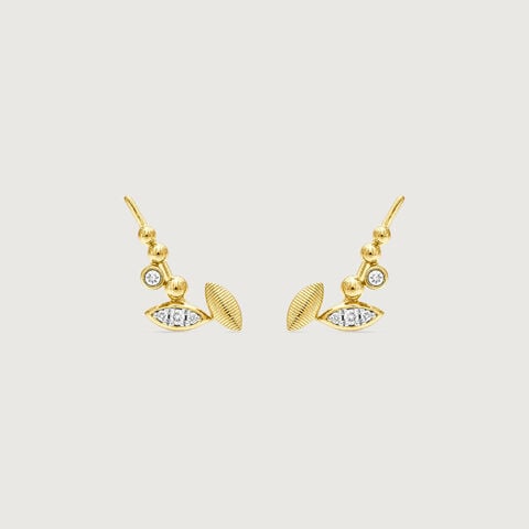 Playful Leaf Diamond Ear Cuff