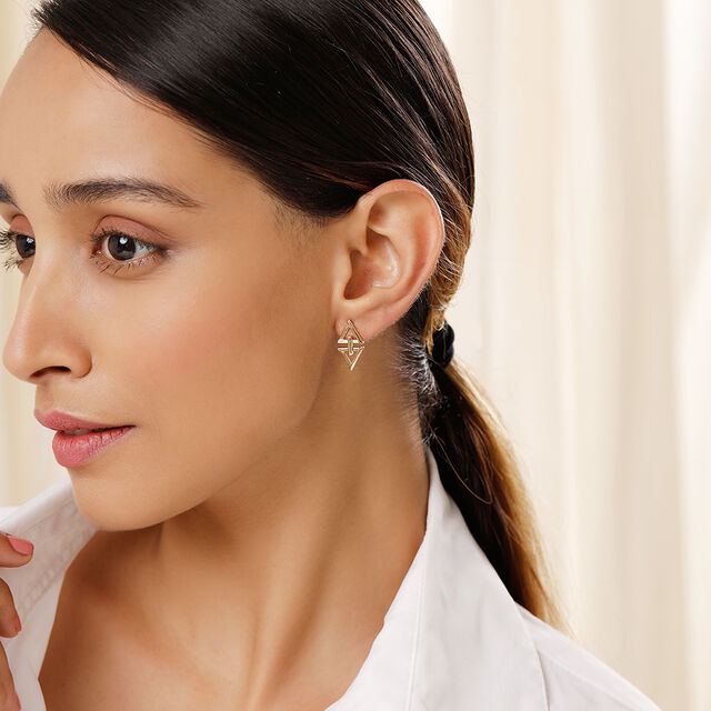 Elevated Goat Triangle Link 18KT Drop Earrings,,hi-res image number null
