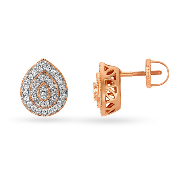 18KT Gold Diamond Studded Earrings - A Drop Of Grandeur,,hi-res image number null