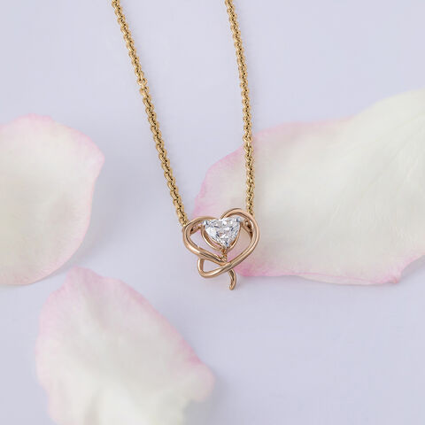 Enchanted Heart 14 kt Gold & Diamond Pendant with Chain