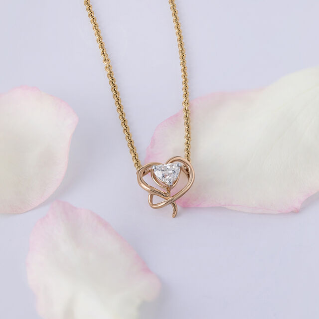 Enchanted Heart 14 kt Gold & Diamond Pendant with Chain,,hi-res image number null
