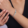 Chic Bezelled Silver Bangle,,hi-res view 2