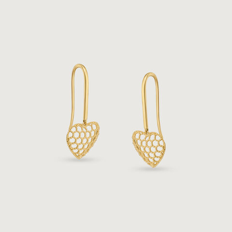 Honeyed Heart Gold Hoop Earrings