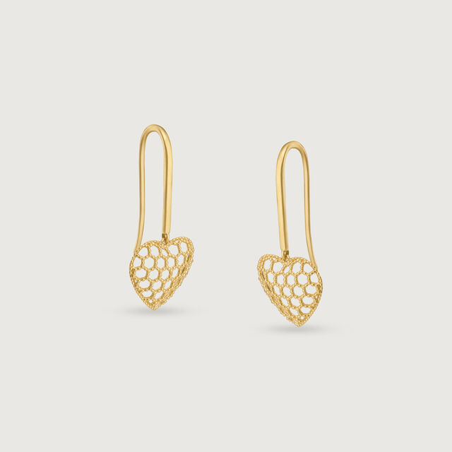 Honeyed Heart Gold Hoop Earrings,,hi-res image number null