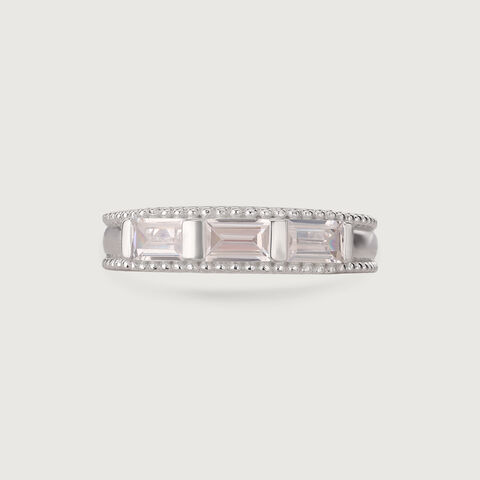Radiant Baguette Silver Ring