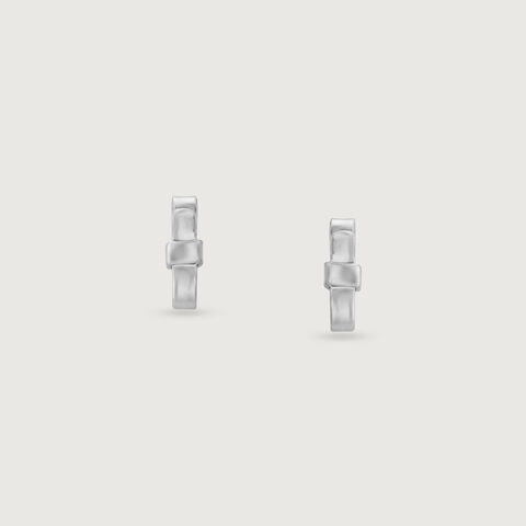 Minimal Bow Silver Stud Earrings